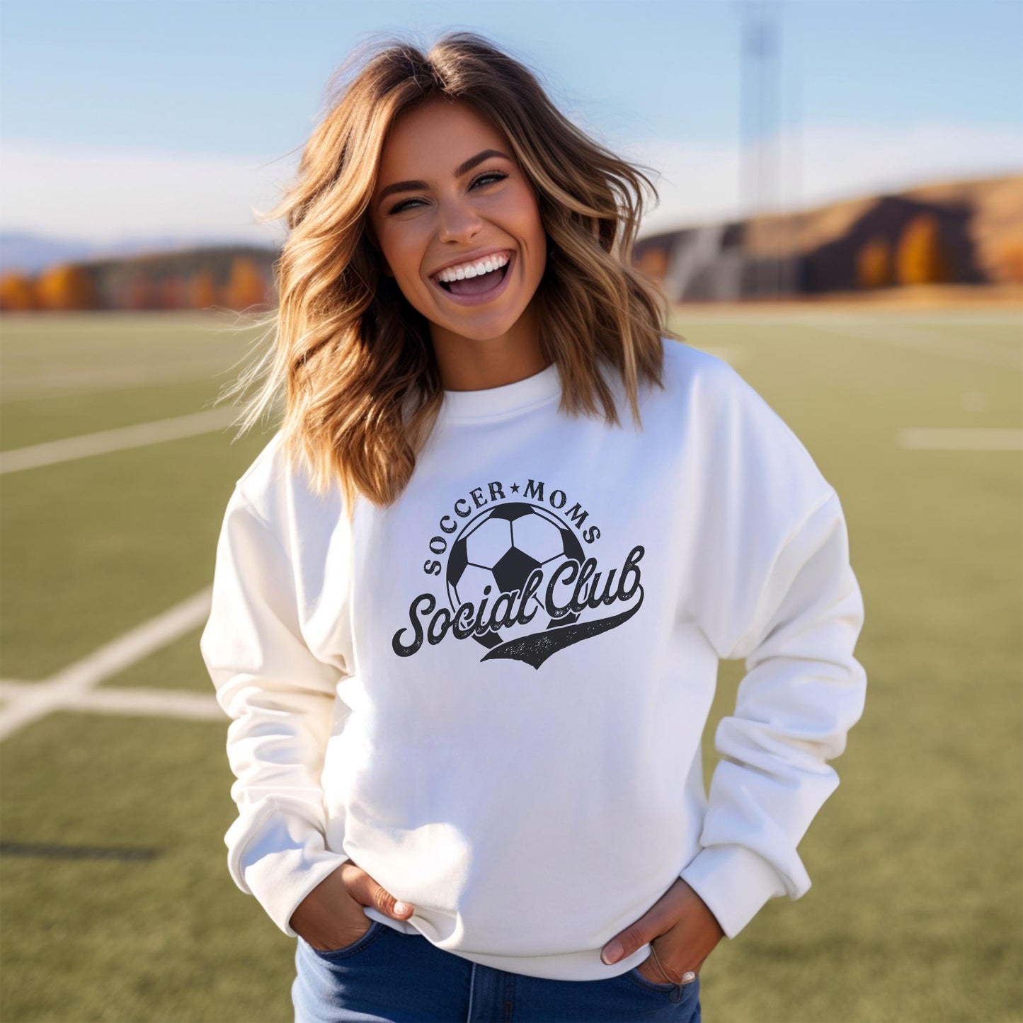 Gildan Sweatshirt White-Soccer Moms Social Club -3