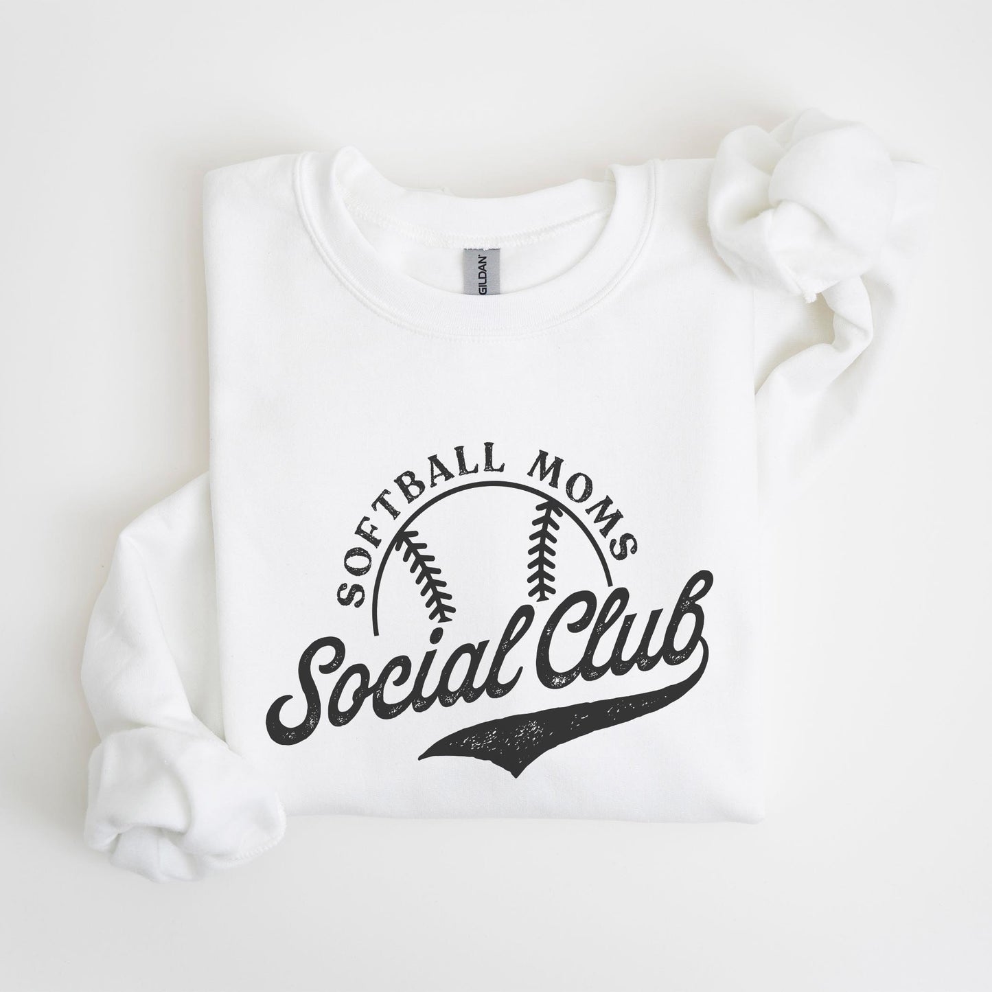 Gildan Sweatshirt White-Softball Moms Social Club -4