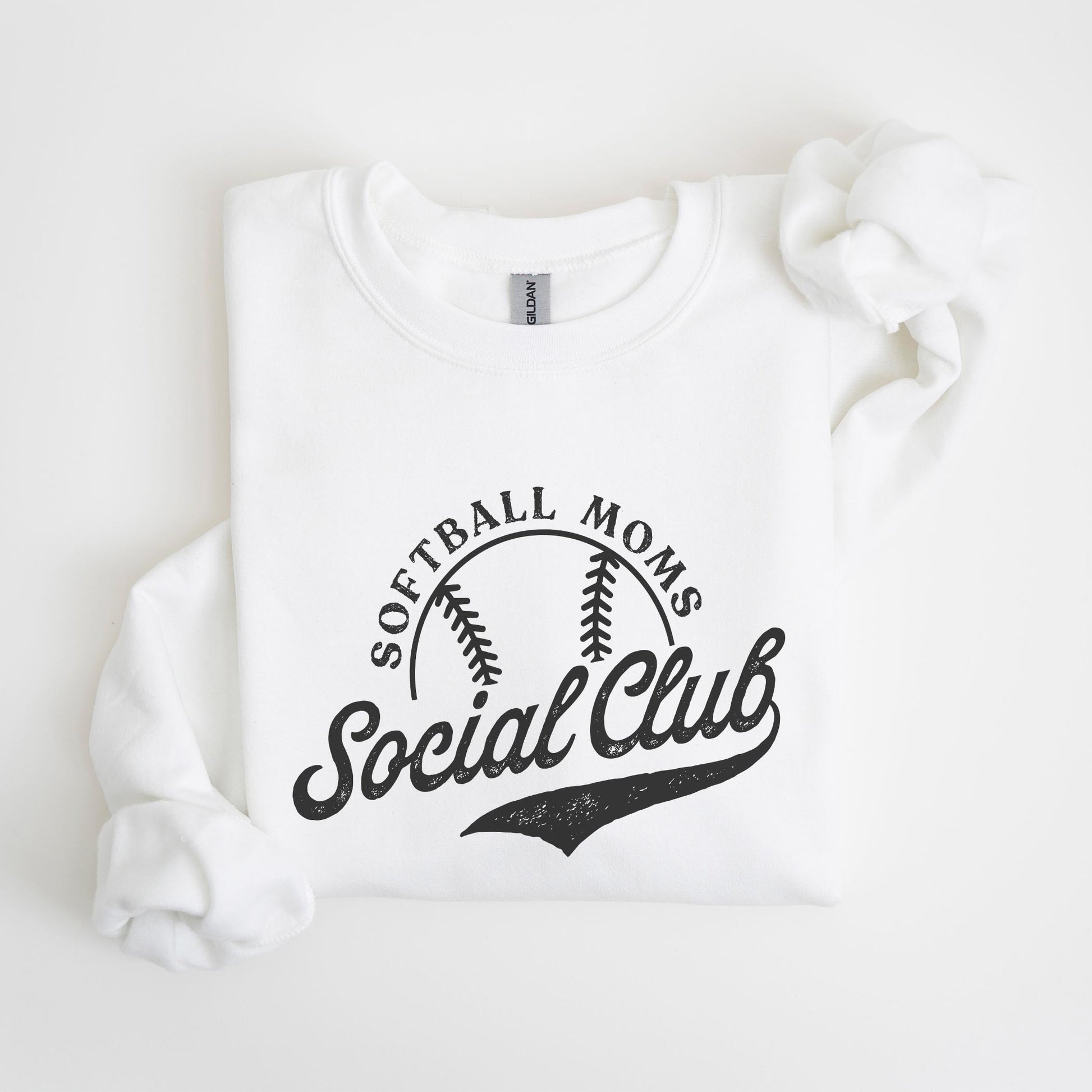 Gildan Sweatshirt White-Softball Moms Social Club -4