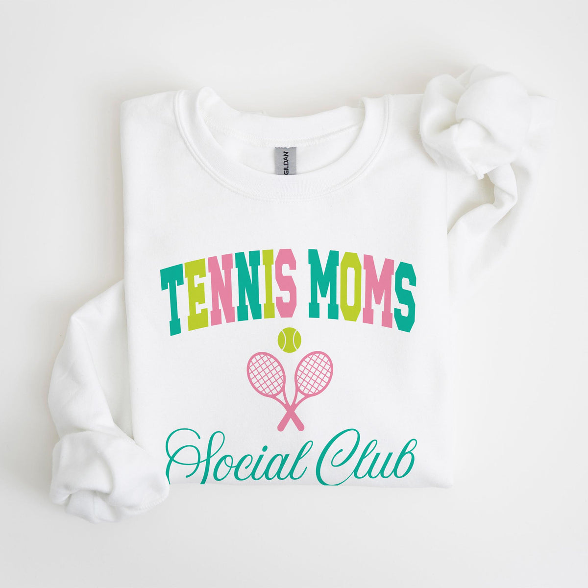 Gildan Sweatshirt White-Tennis Moms Social Club -4