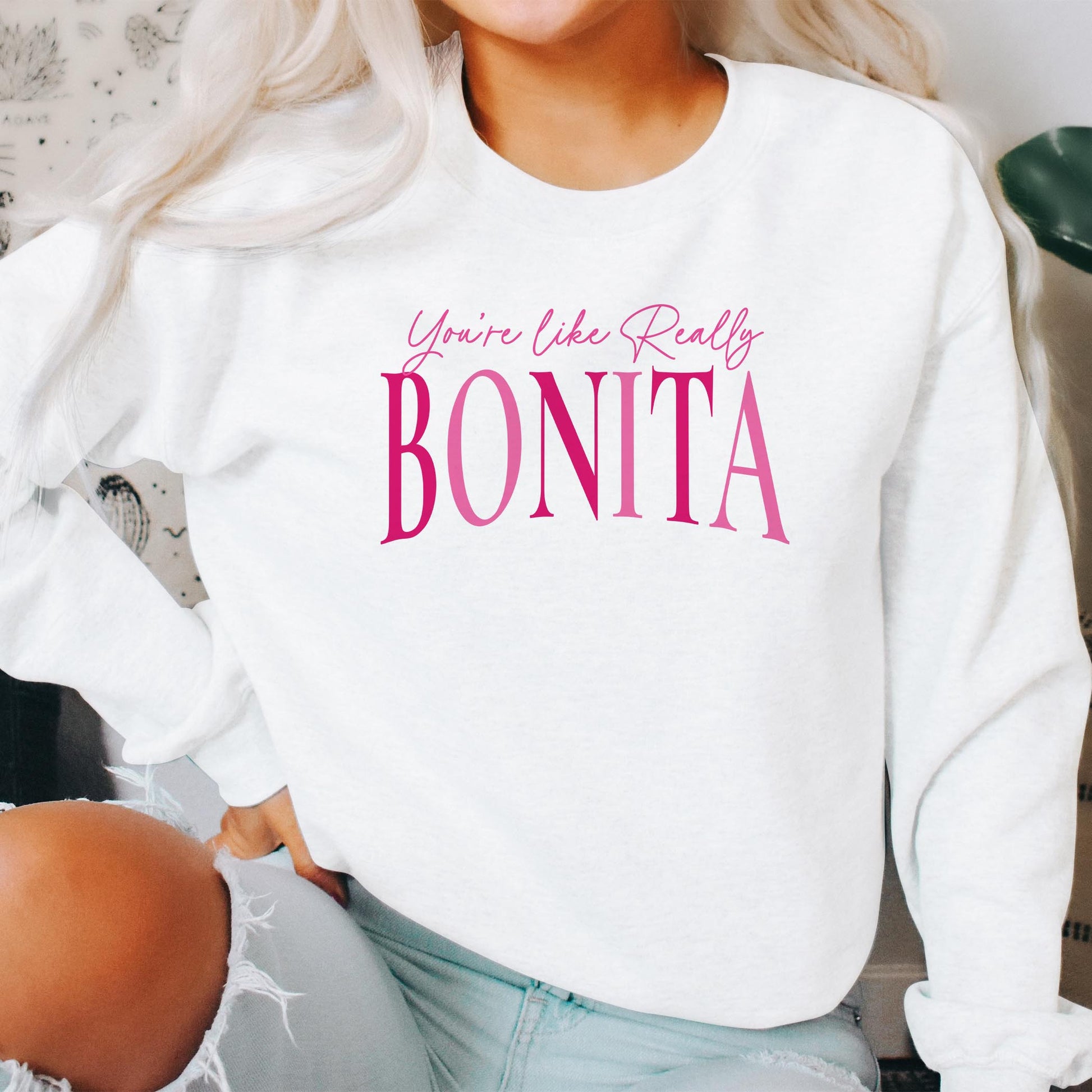 Gildan Sweatshirt White-Bonita Bows -2
