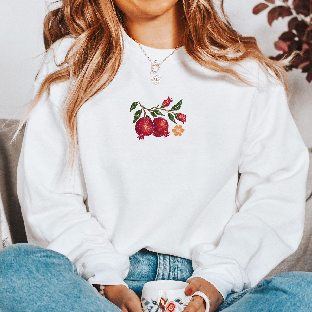Gildan Sweatshirt White-Autumn Orchard -1