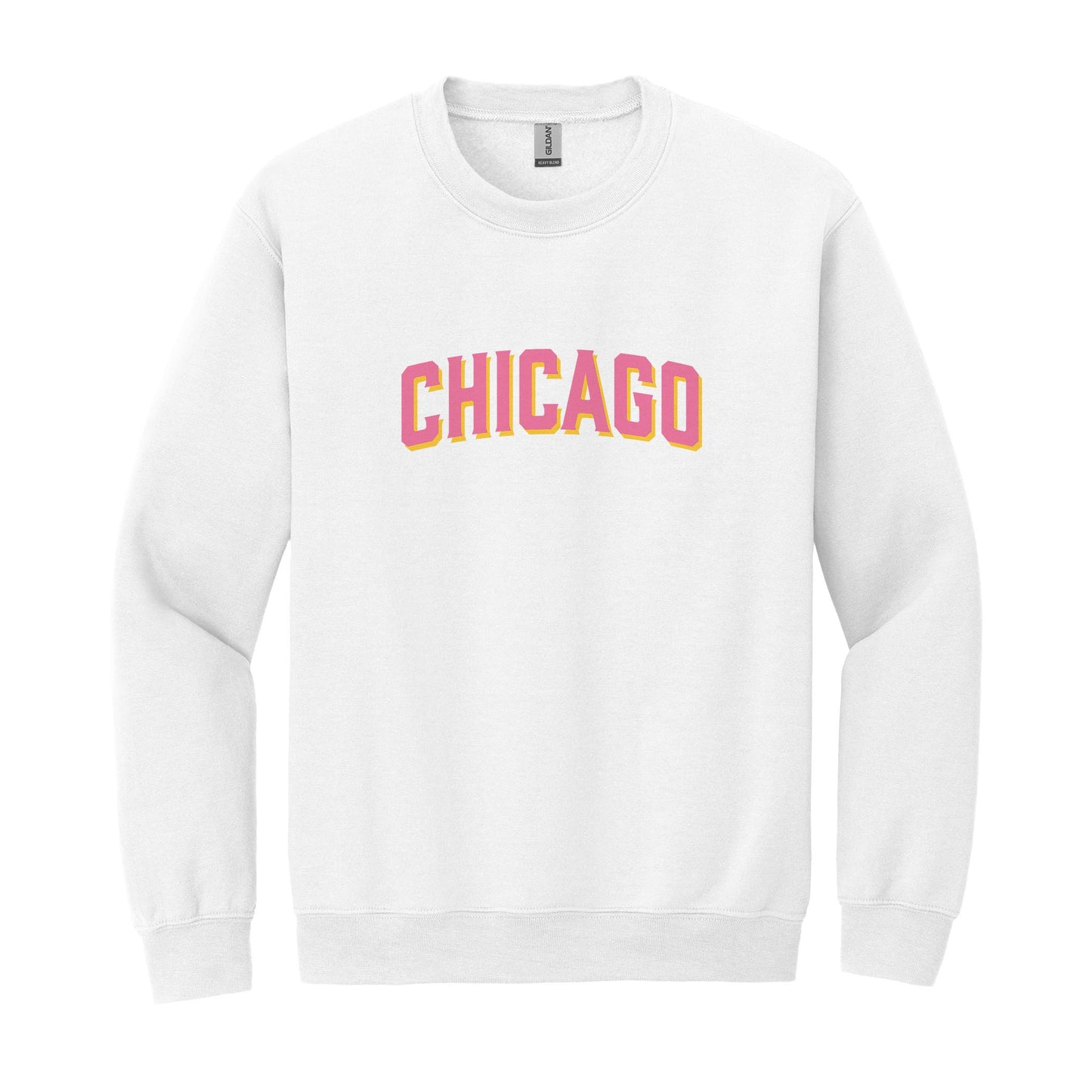 Gildan Sweatshirt White-Pink Chicago