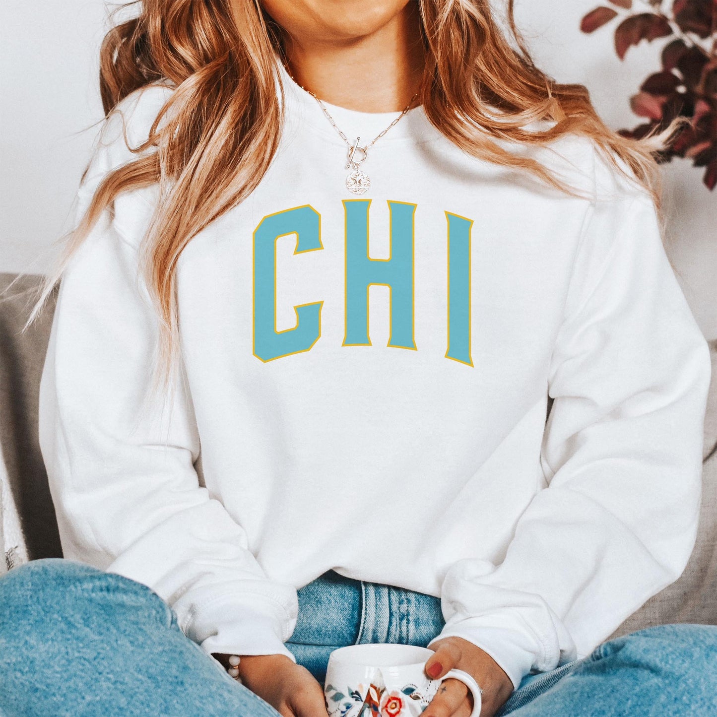 Gildan Sweatshirt White-Blue CHI Chicago