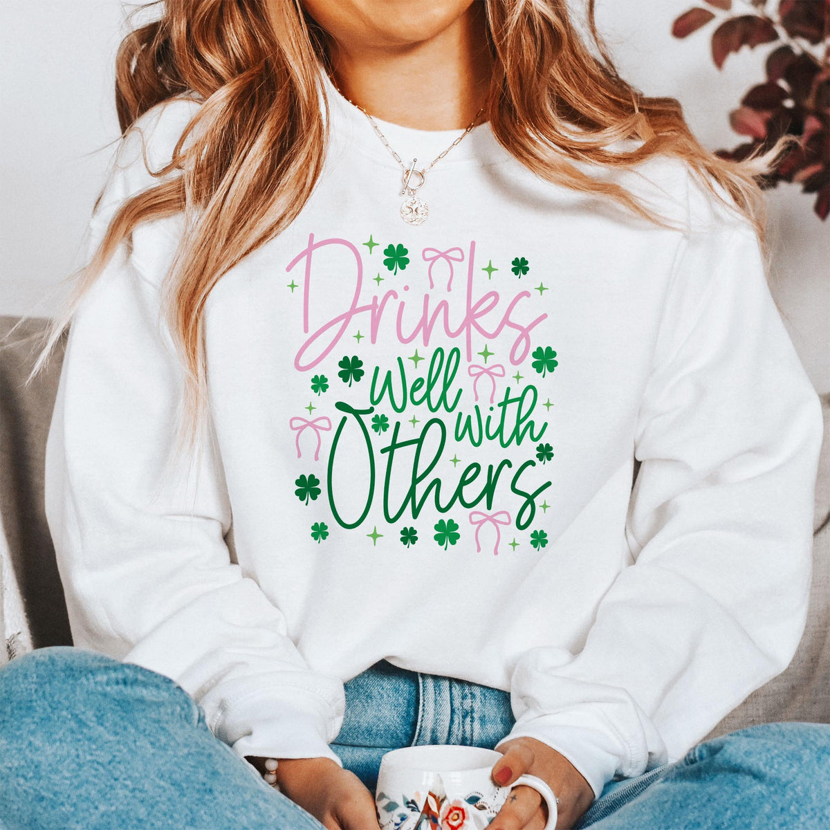 Gildan Sweatshirt White-St. Patty's Day -1