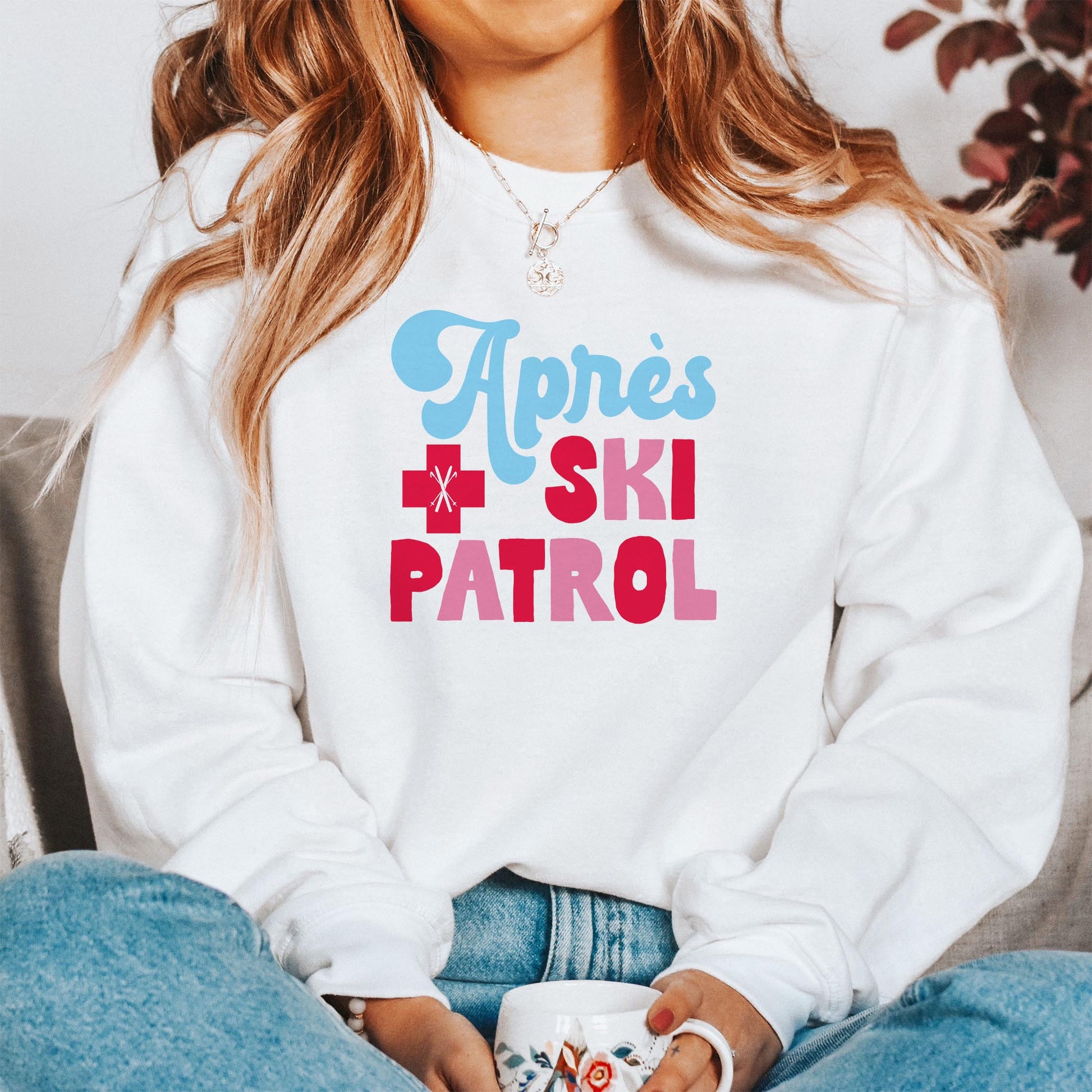 Gildan Sweatshirt White-Après Ski Patrol -1