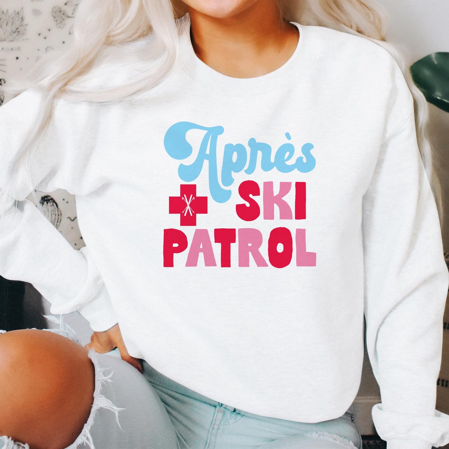 Gildan Sweatshirt White-Après Ski Patrol -2