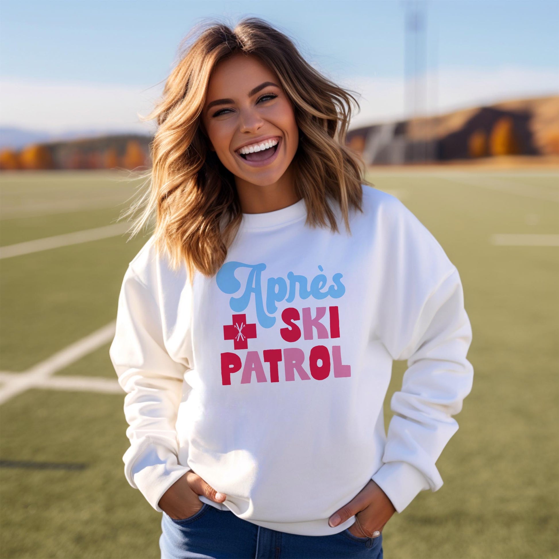 Gildan Sweatshirt White-Après Ski Patrol -3