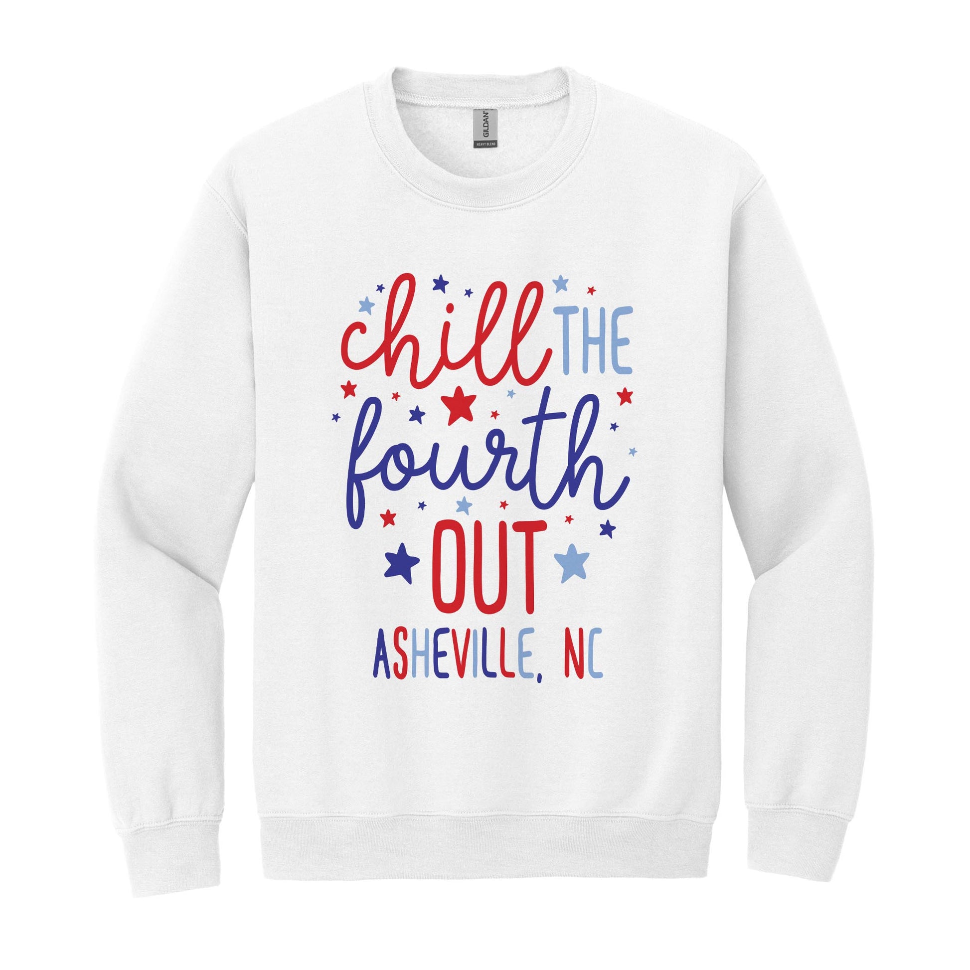 Gildan Sweatshirt White-Love+Local 4th of July 250th Anniversary -0
