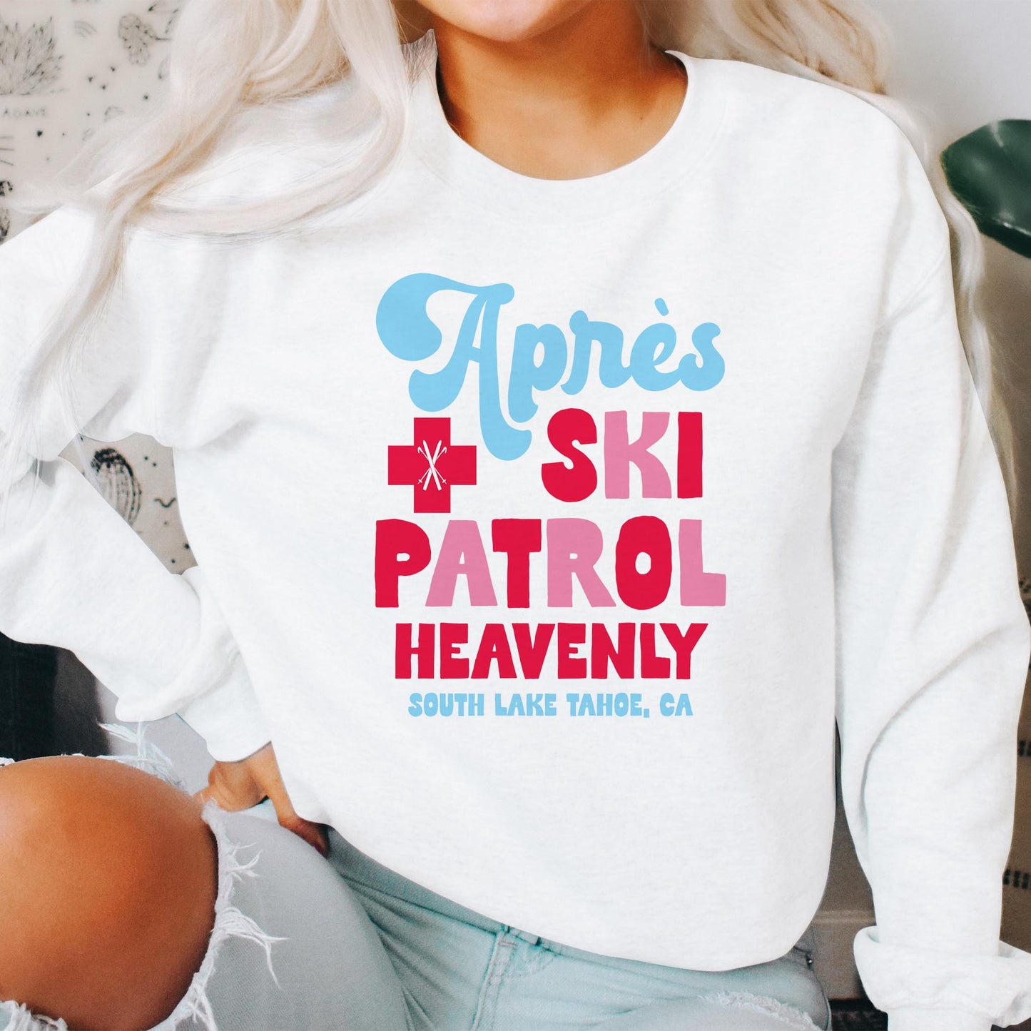 Gildan Sweatshirt White-Love+Local Après Ski Patrol -2