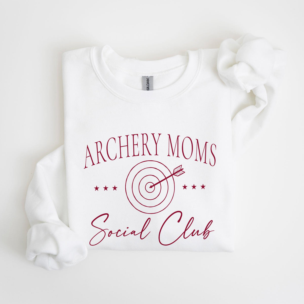 Gildan Sweatshirt White-Archery Mom | Hometown | School Team -4