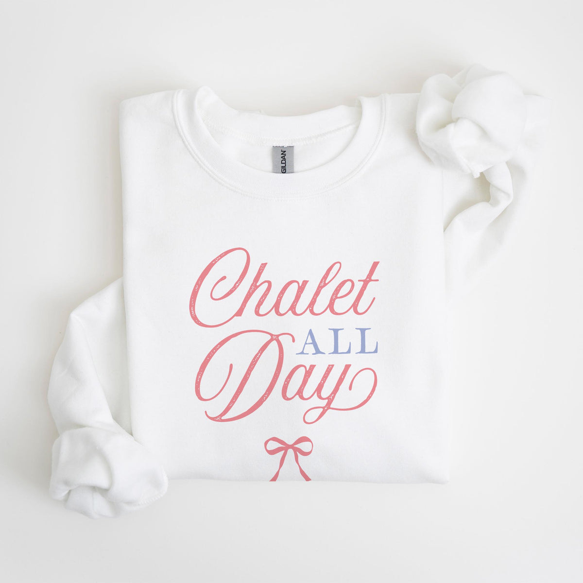 Gildan Sweatshirt White-Chalet Girl | Custom -4