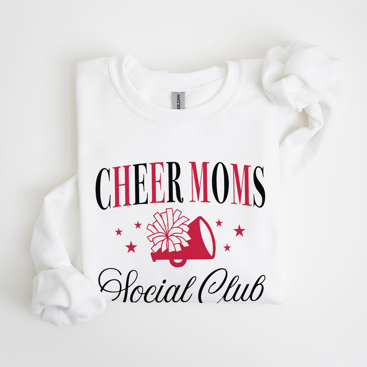 Gildan Sweatshirt White-Custom Cheer Mom | School Team | Hometown -4
