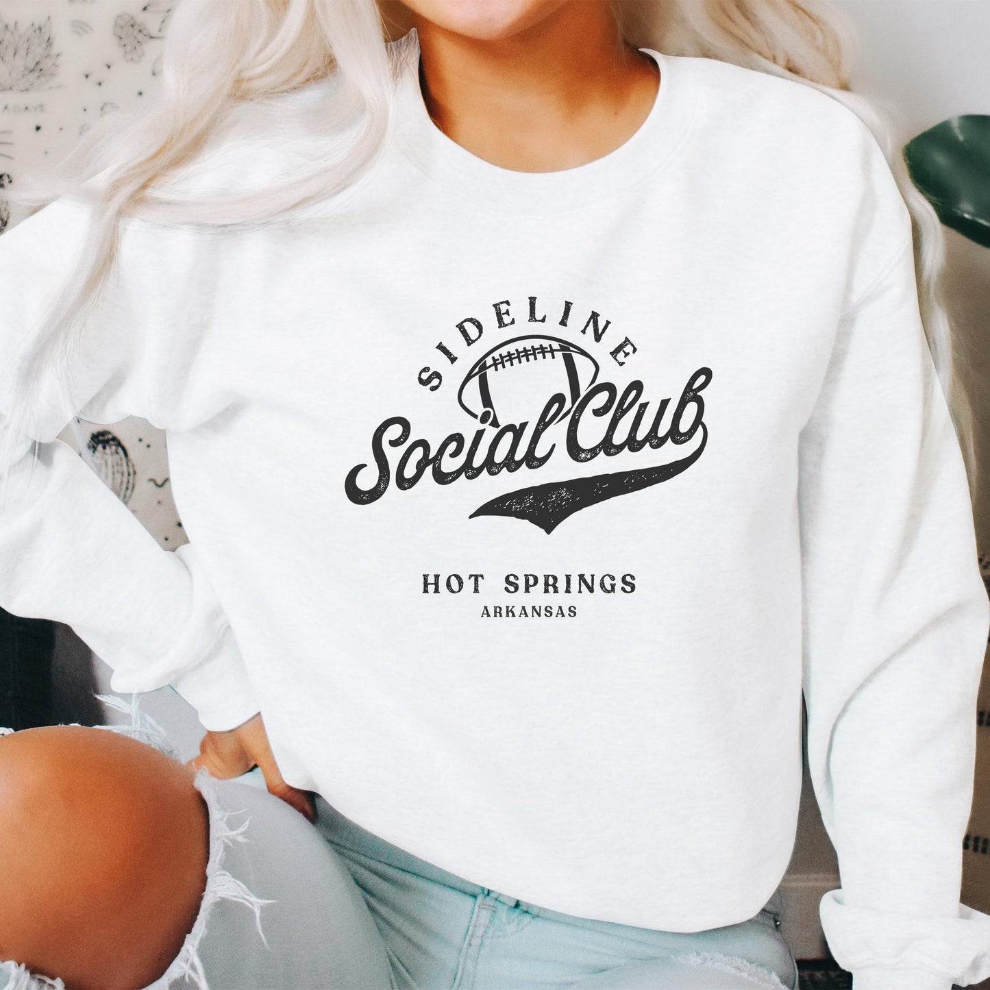 Gildan Sweatshirt White-Football Mom | Custom | Personalize -2