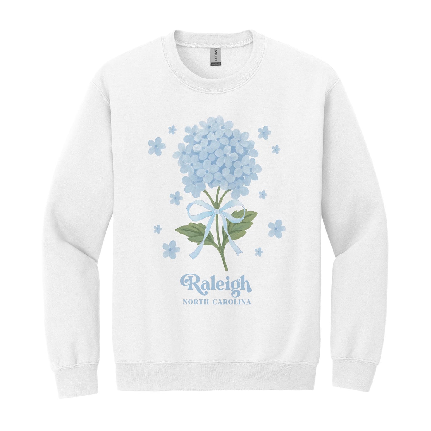 Gildan Sweatshirt White-Love+Local Hydrangea Cottage -0