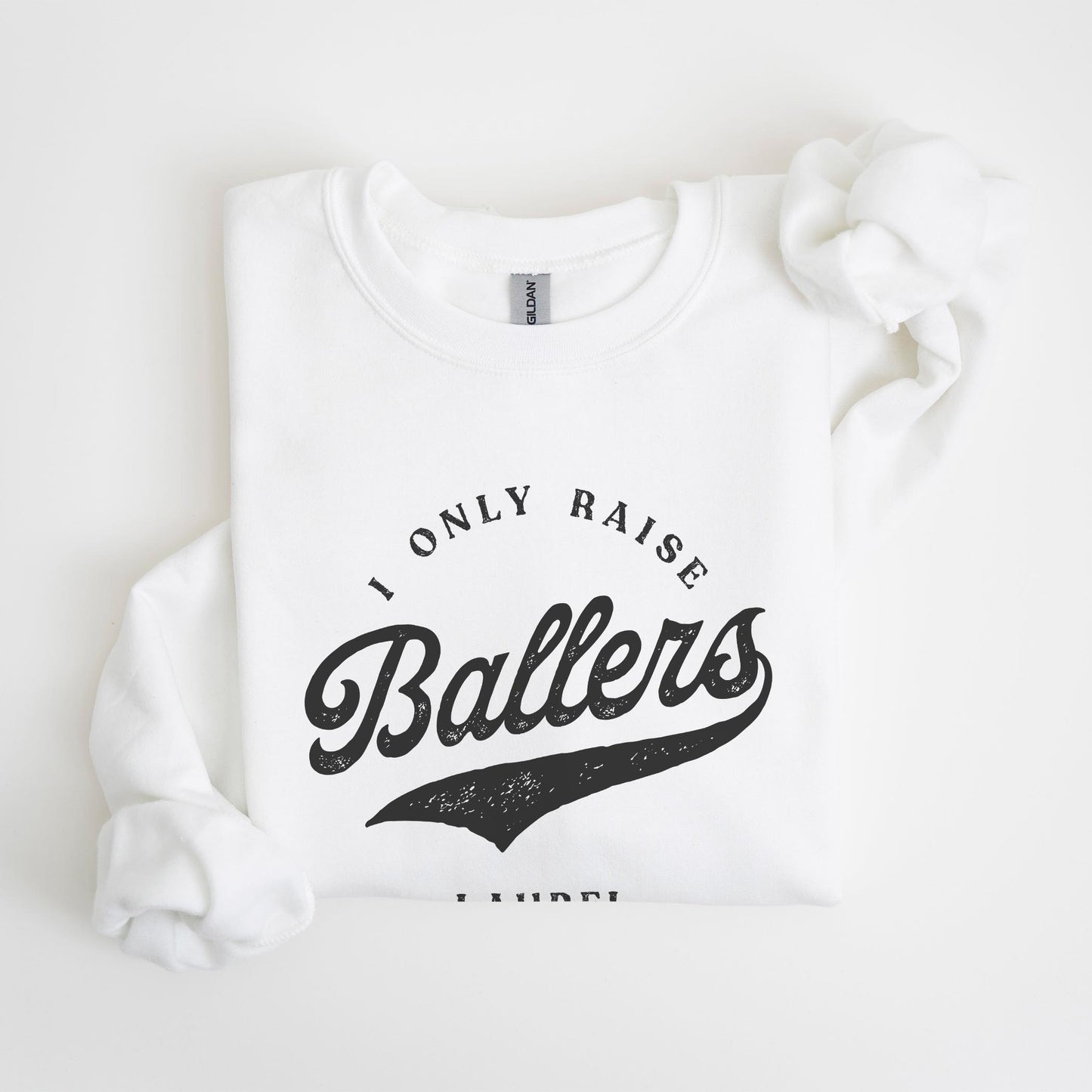 Gildan Sweatshirt White-Custom Little League Mom -4