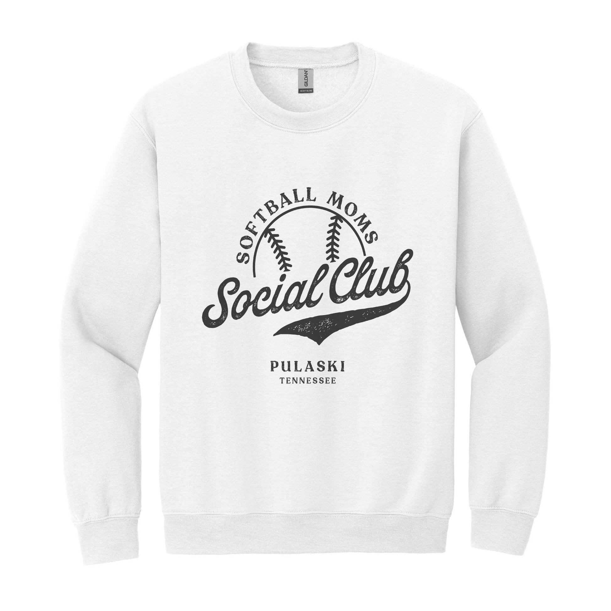 Gildan Sweatshirt White-Softball Mom | Custom | Your Hometown -0