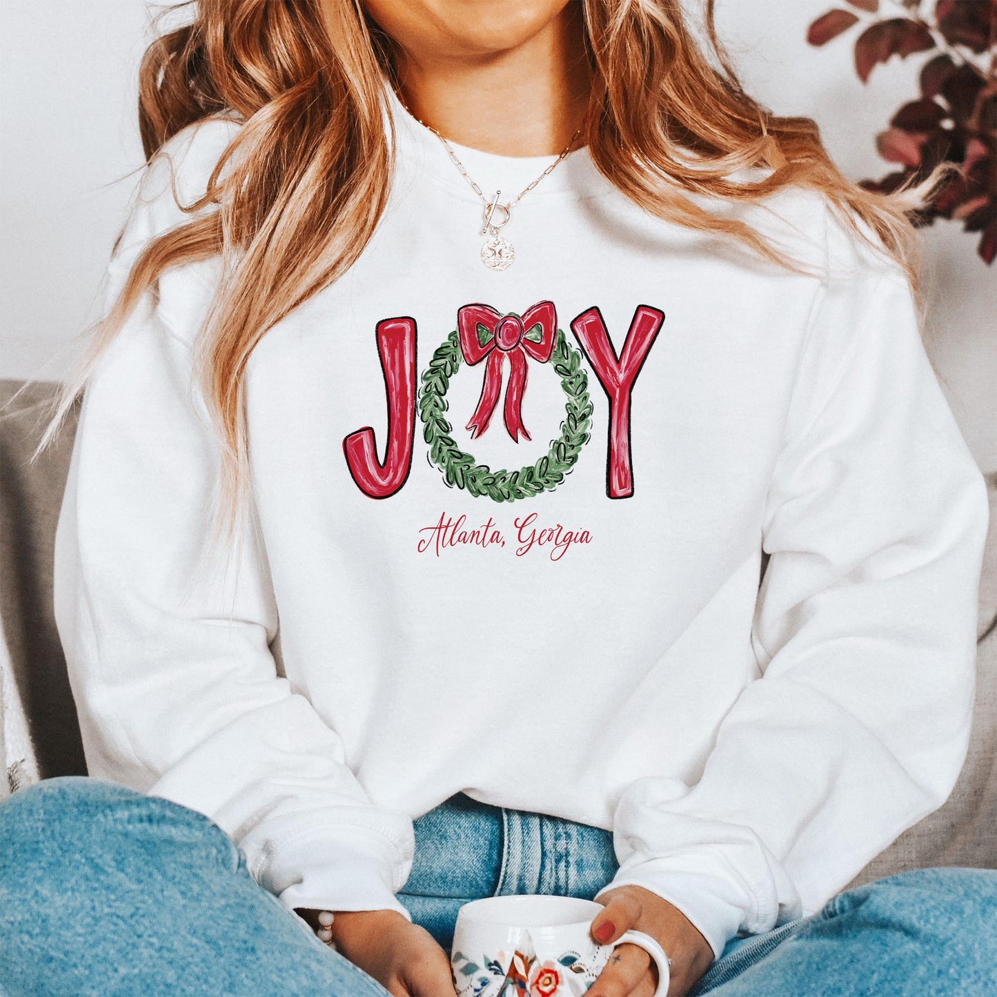 Gildan Sweatshirt White-Love+Local Make It Merry -1