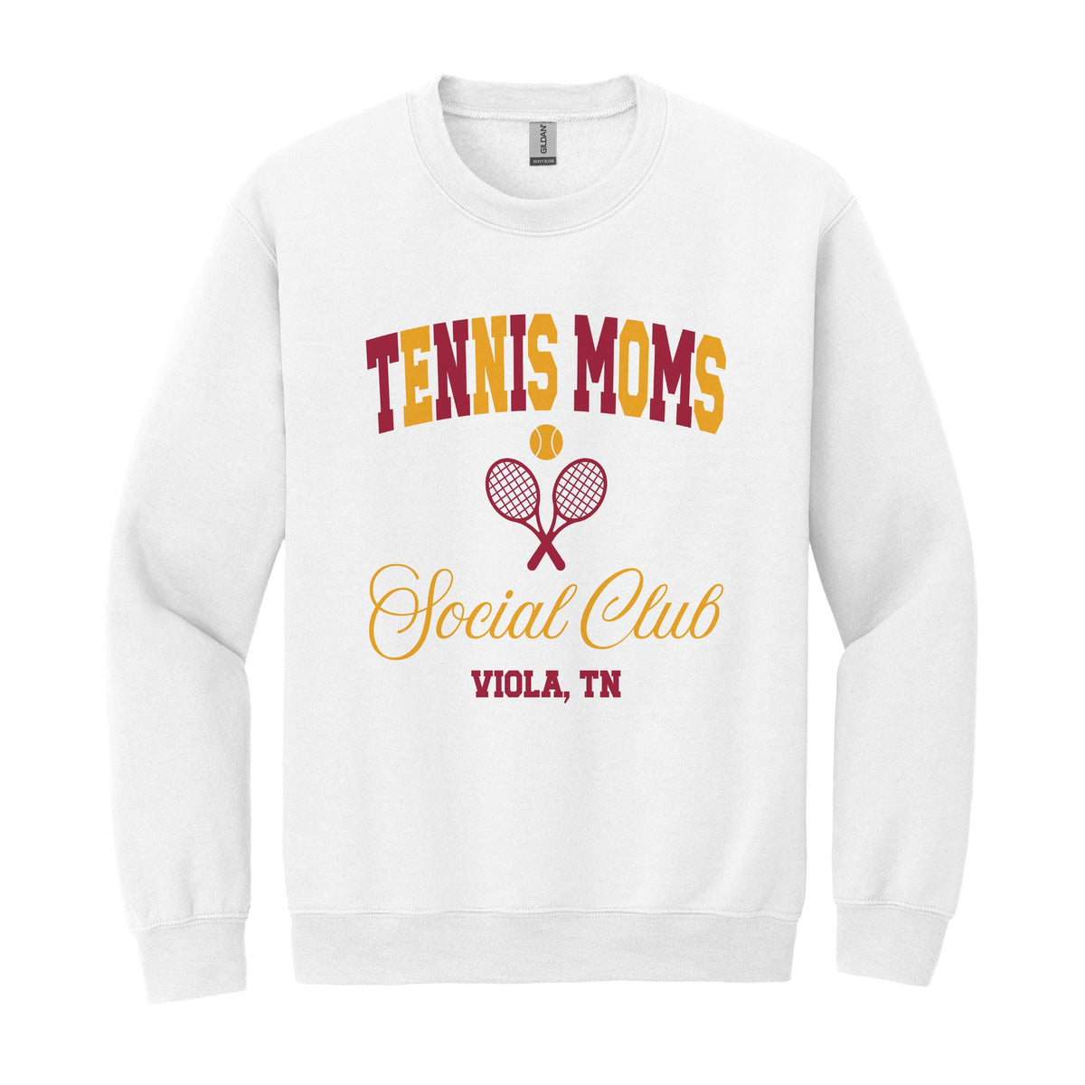 Gildan Sweatshirt White-Custom Tennis Mom | Your Team | Personalize -0