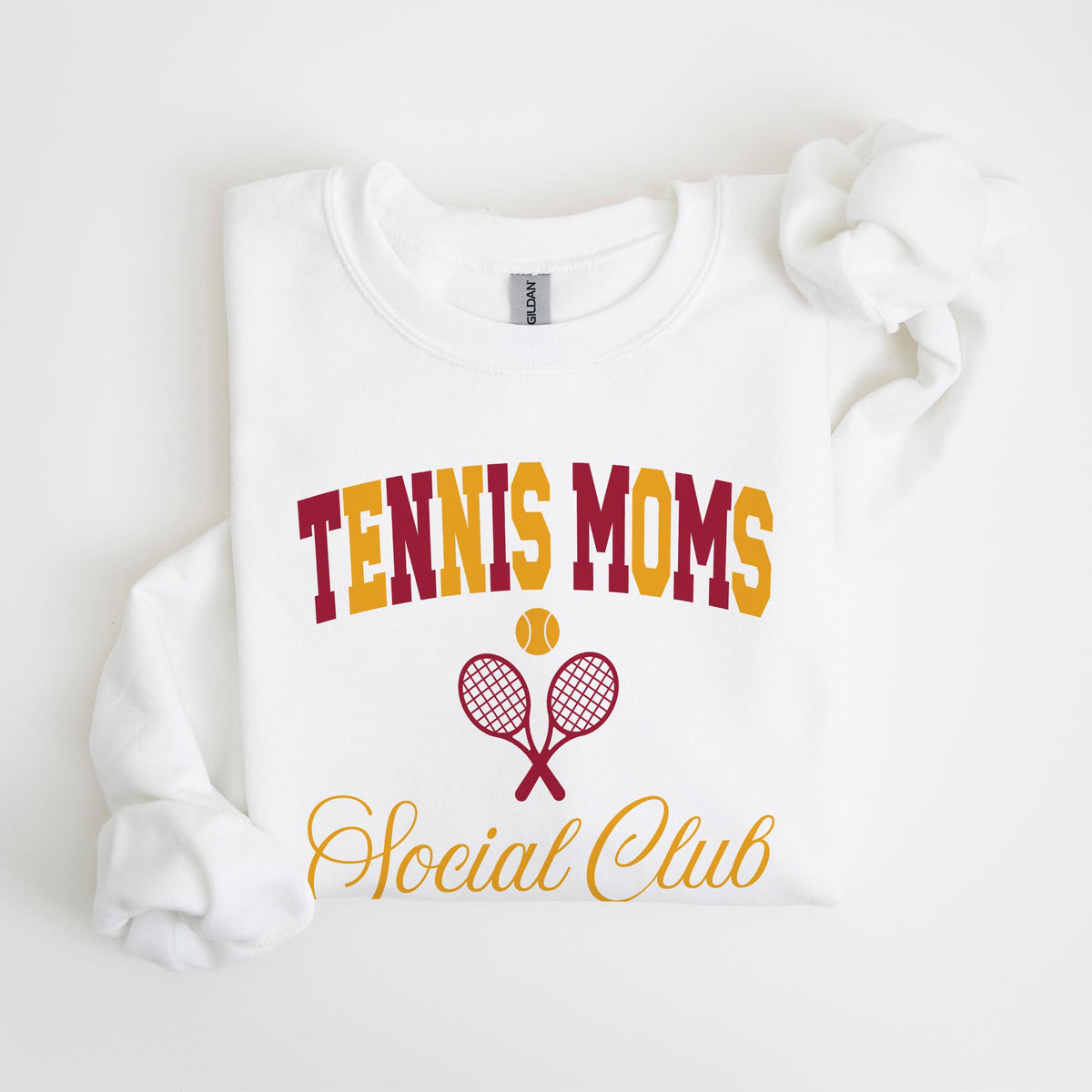 Gildan Sweatshirt White-Custom Tennis Mom | Your Team | Personalize -4