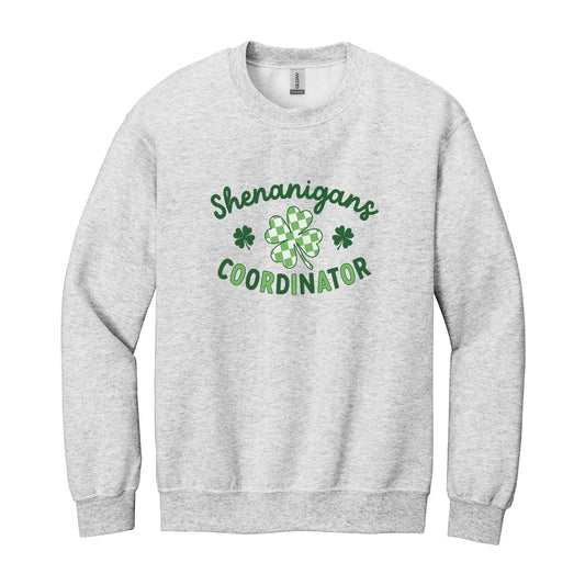 Gildan Sweatshirt Heather Grey-St. Patrick's Day Shenanigans Coordinator -0