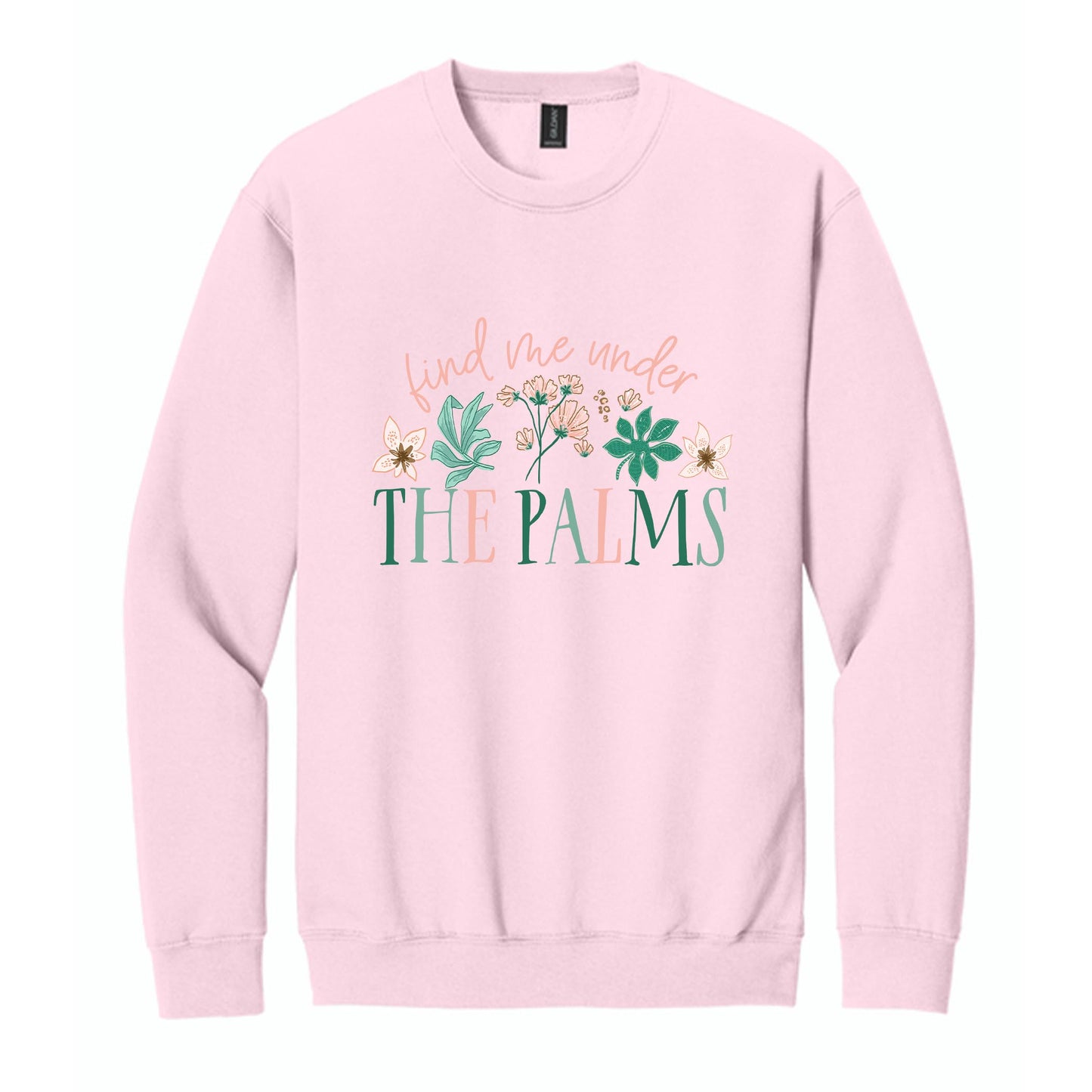 Gildan Sweatshirt Light Pink-Lush Tropics Under The Palms -0