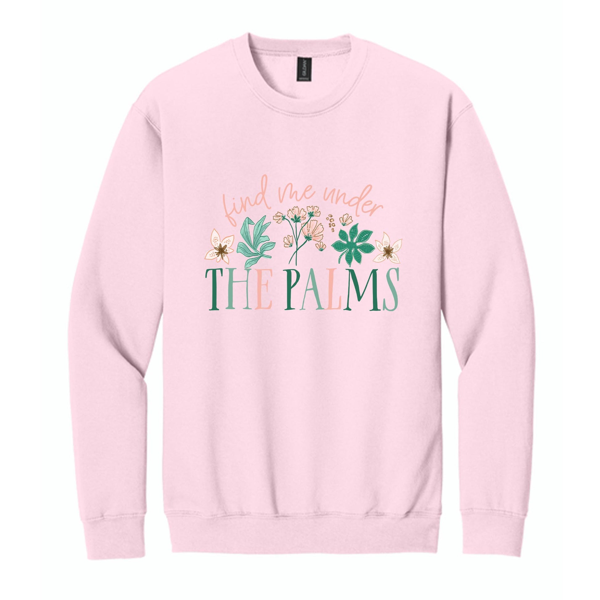 Gildan Sweatshirt Light Pink-Lush Tropics Under The Palms -0