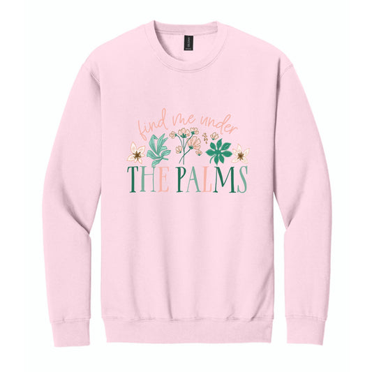 Gildan Sweatshirt Light Pink-Lush Tropics Under The Palms -0
