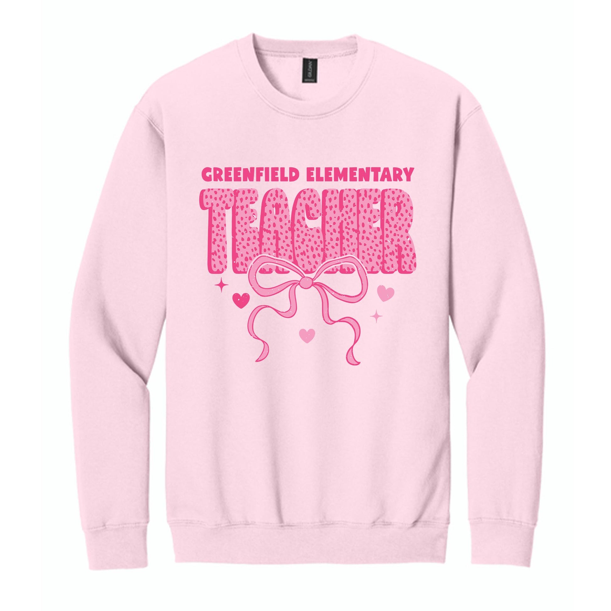 Gildan Sweatshirt Light Pink-Classroom Coquette Teacher Bow -0