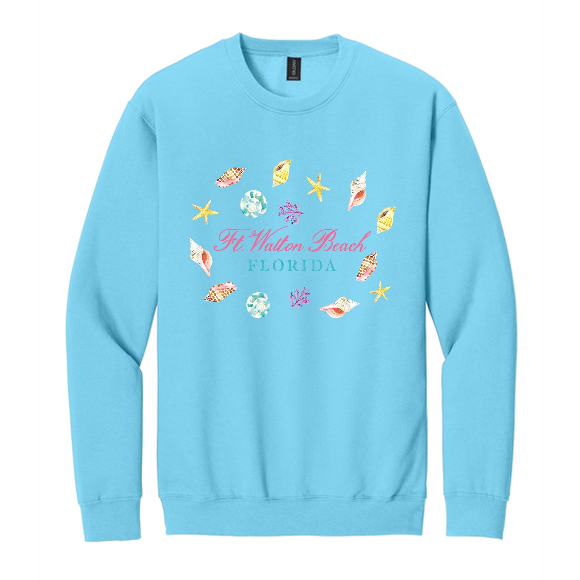Gildan Sweatshirt Sky Blue-Shells & Shoreline Ft. Walton Beach Florida -0