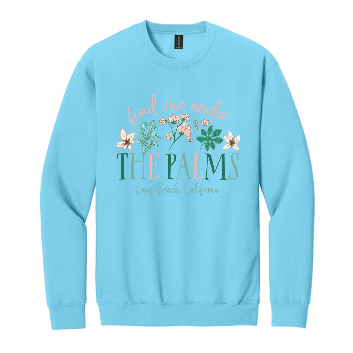 Gildan Sweatshirt Sky Blue-Love+Local Lush Tropics -0