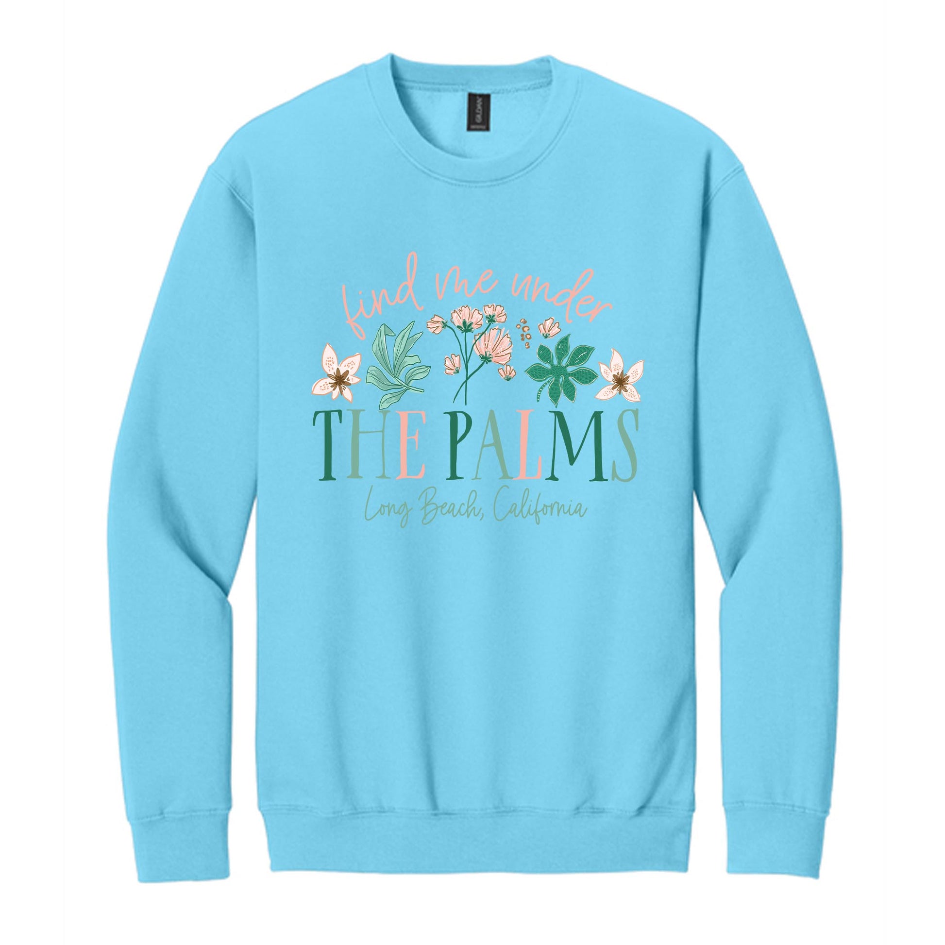Gildan Sweatshirt Sky Blue-Love+Local Lush Tropics -0