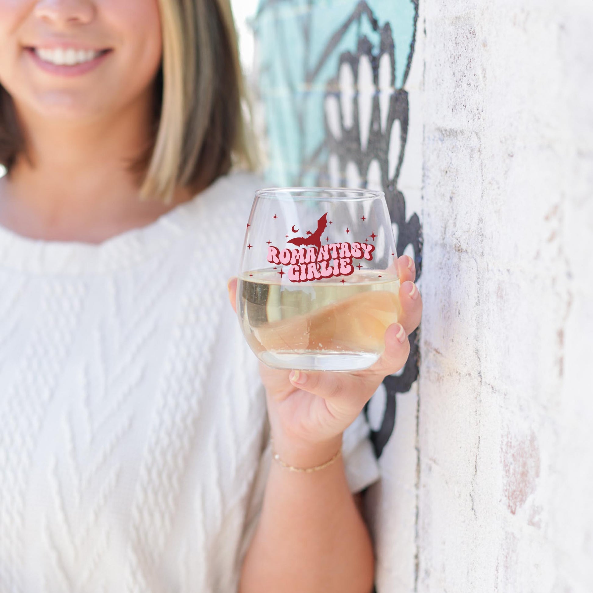 15oz Stemless Wine Glass-Romantasy Girlie -2