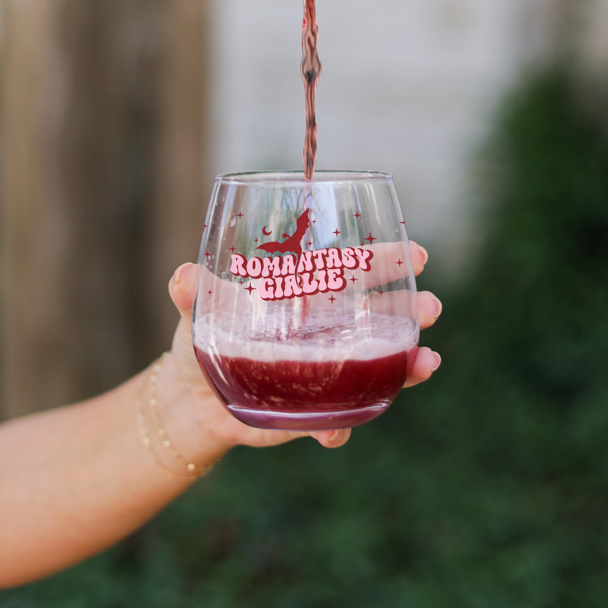 15oz Stemless Wine Glass-Romantasy Girlie -3