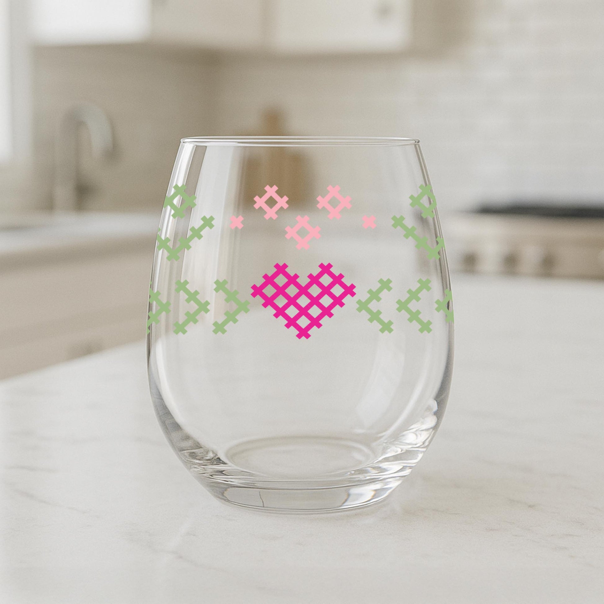 15oz Stemless Wine Glass-Summer Cottage -1