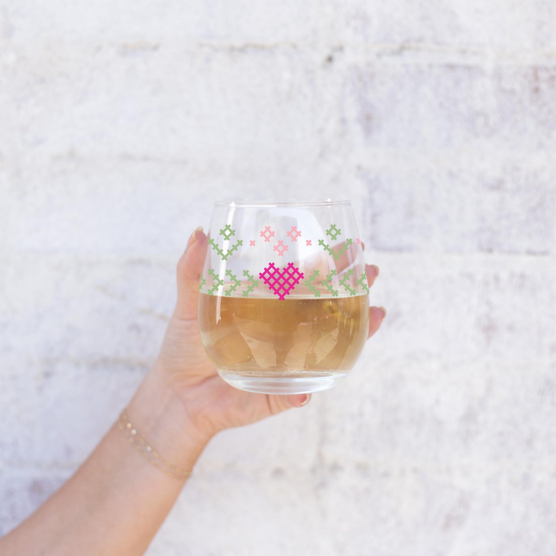 15oz Stemless Wine Glass-Summer Cottage -2