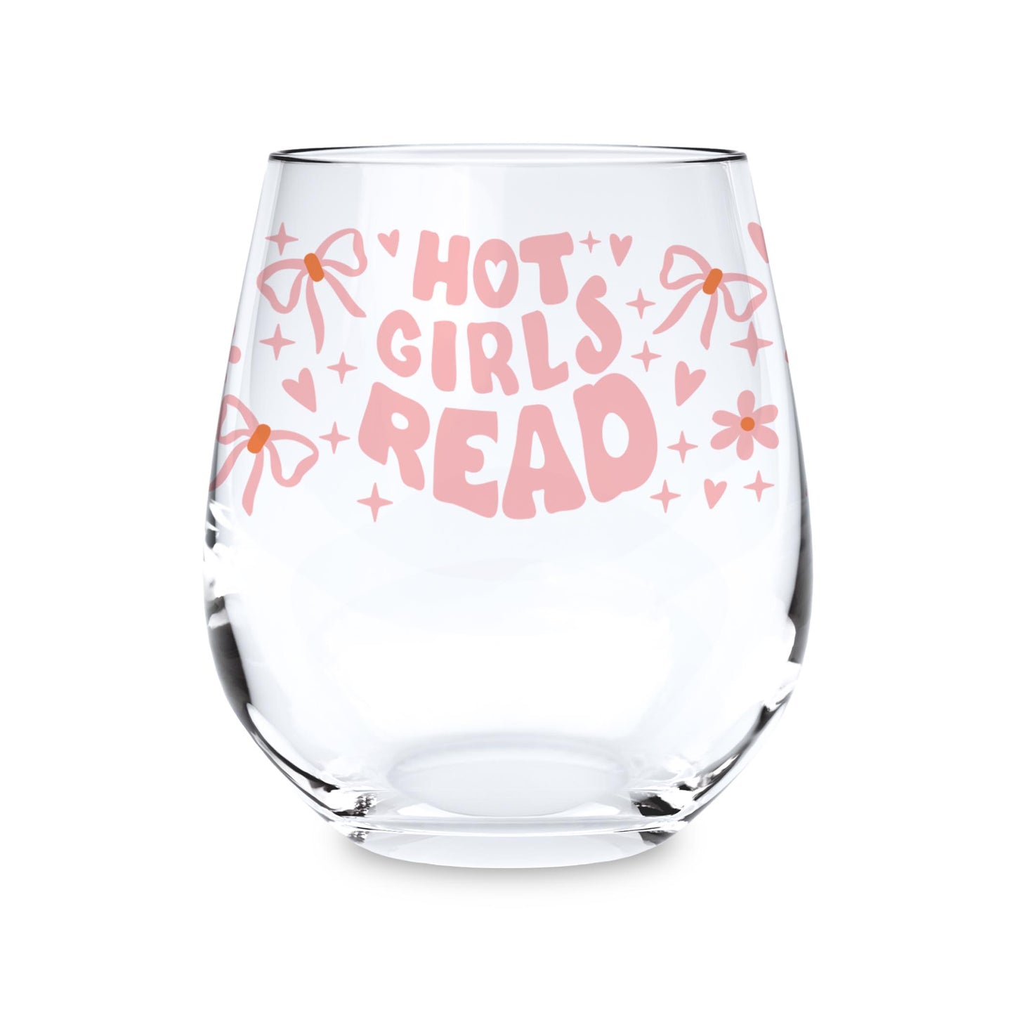 15oz Stemless Wine Glass-Hot Girls Read -0