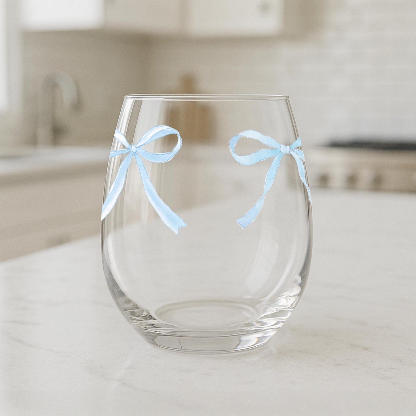 15oz Stemless Wine Glass-Hydrangea Cottage -1