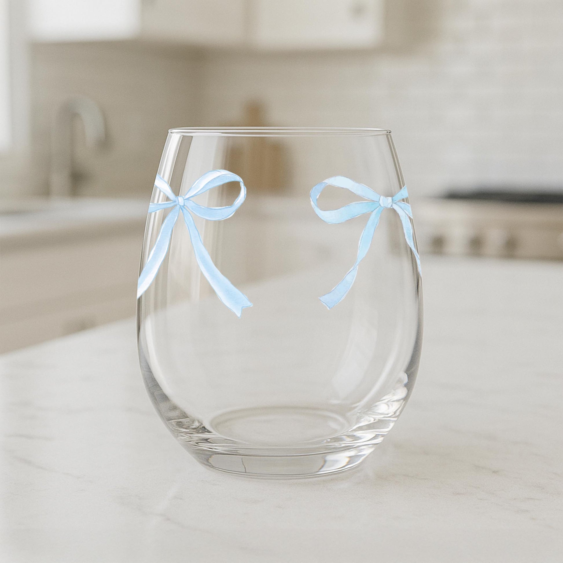 15oz Stemless Wine Glass-Hydrangea Cottage -1
