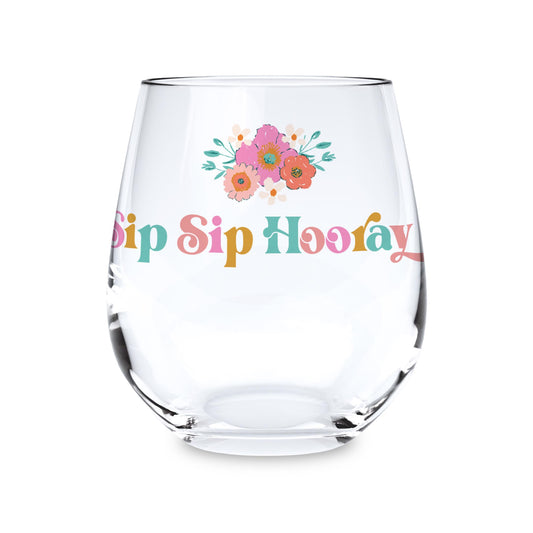 15oz Stemless Wine Glass-Kalia Floral Sip Sip Hooray
