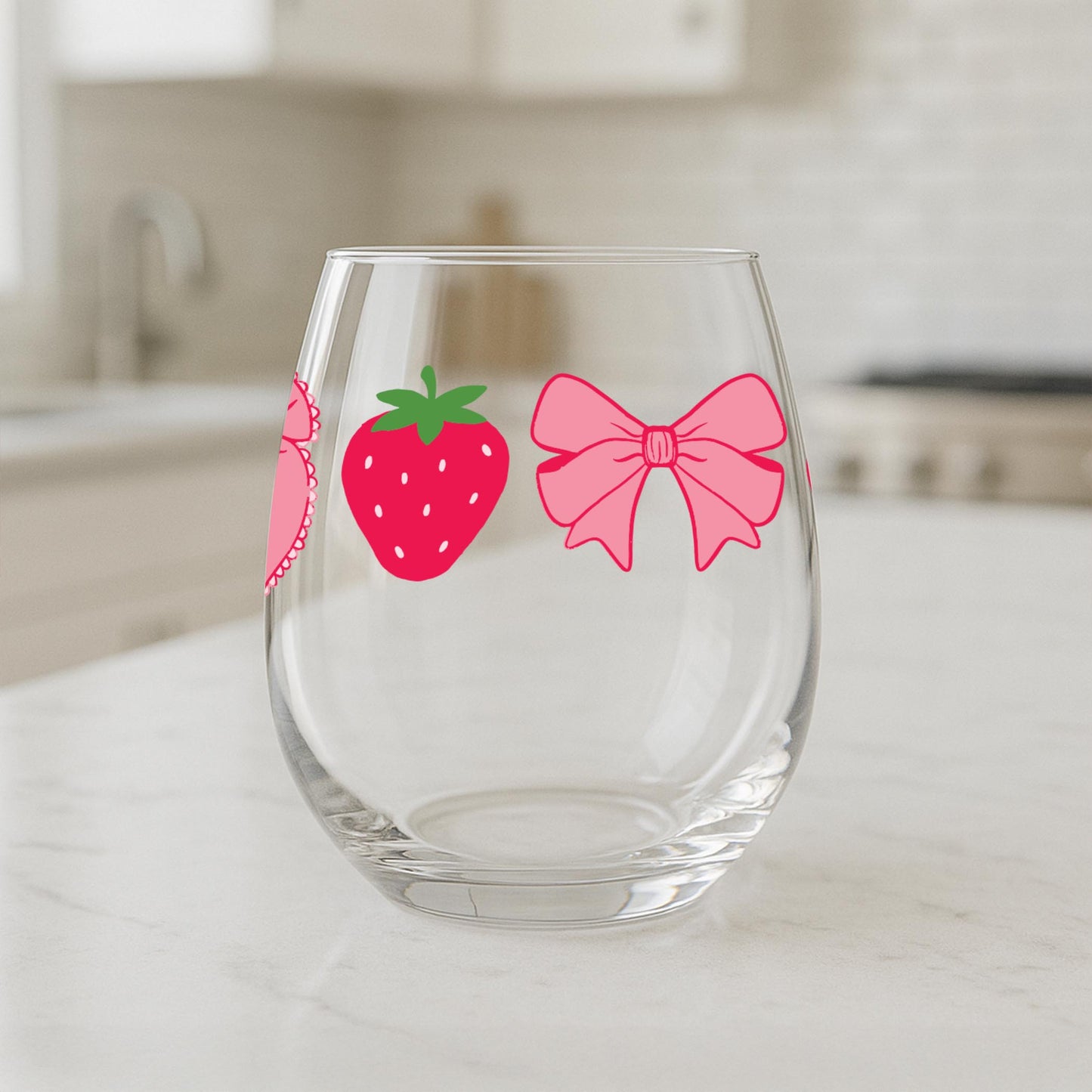 15oz Stemless Wine Glass-Strawberry Parlor -1
