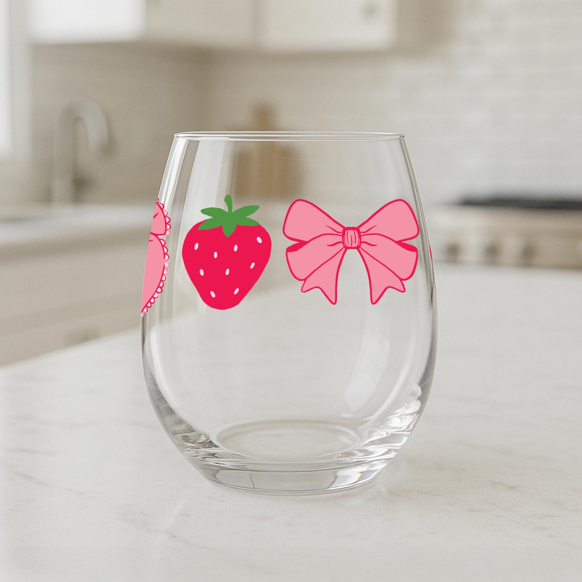 15oz Stemless Wine Glass-Strawberry Parlor -1