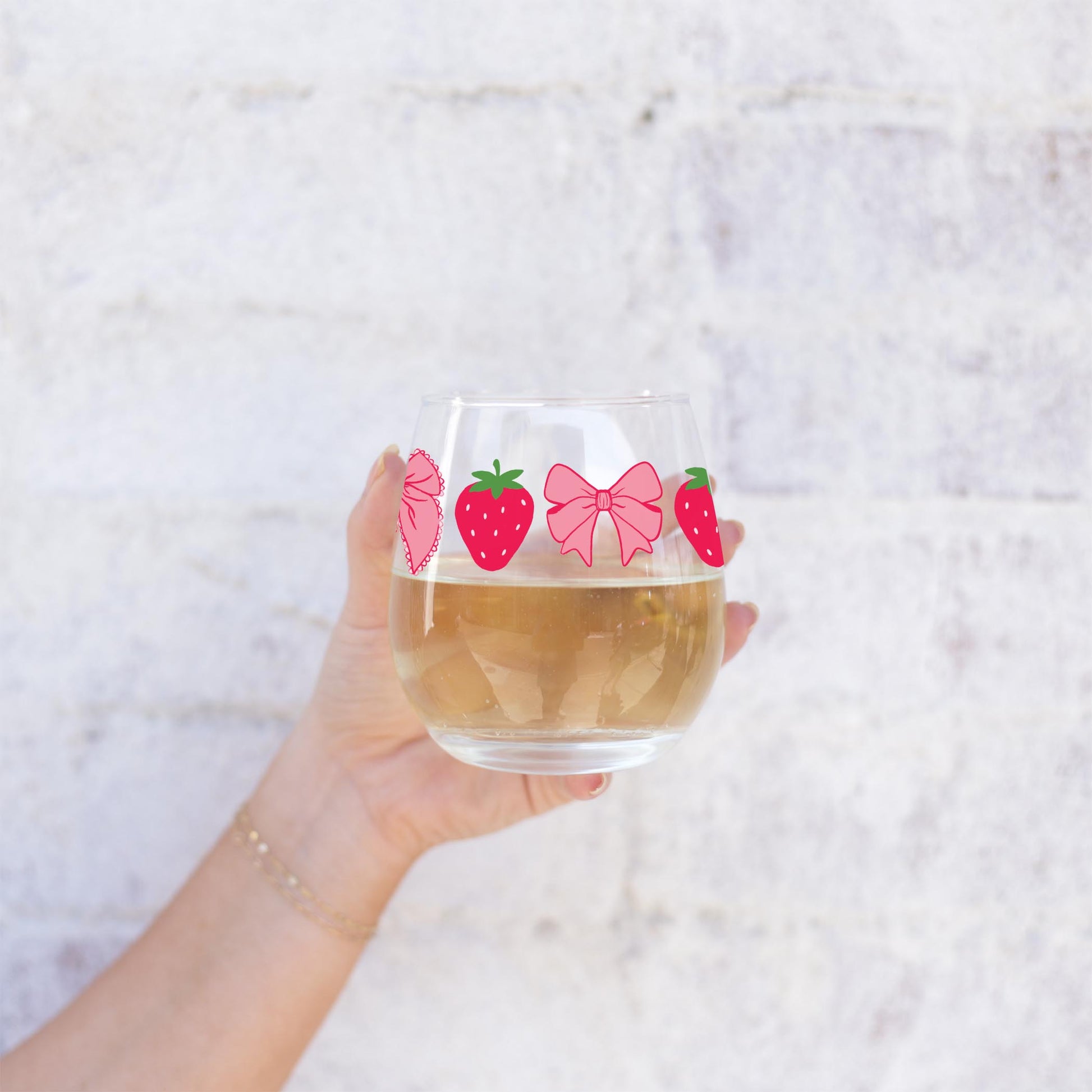 15oz Stemless Wine Glass-Strawberry Parlor -2