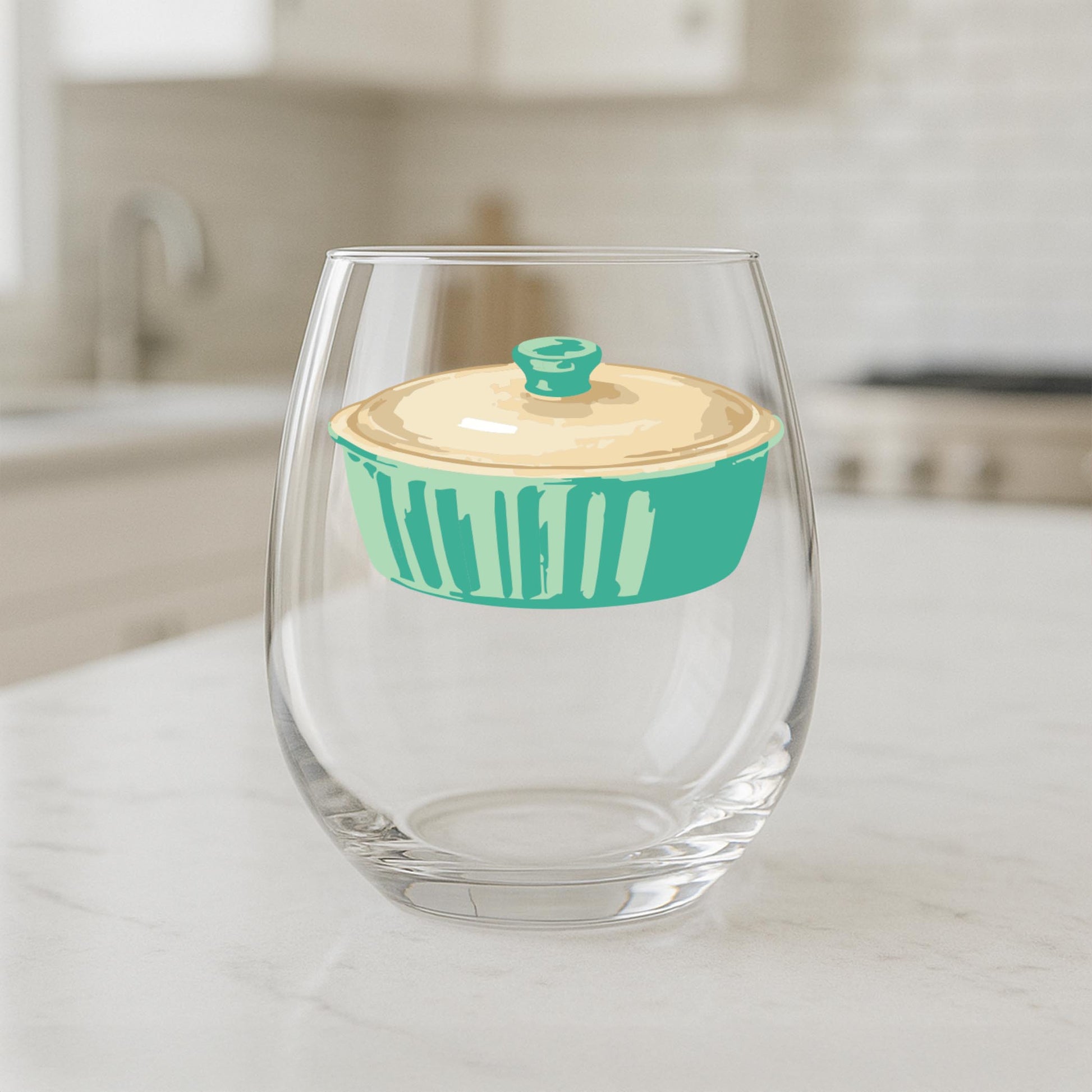 15oz Stemless Wine Glass-Retro Kitchen -1