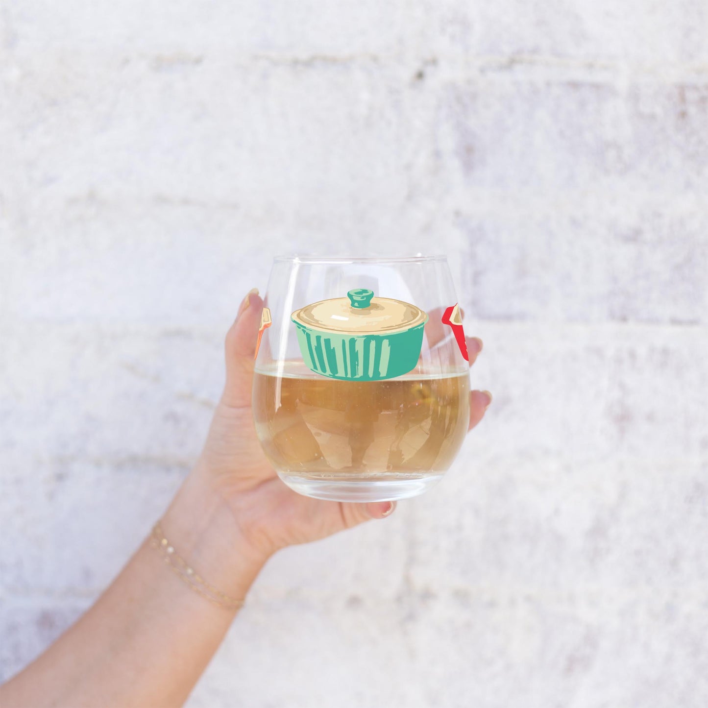 15oz Stemless Wine Glass-Retro Kitchen -2