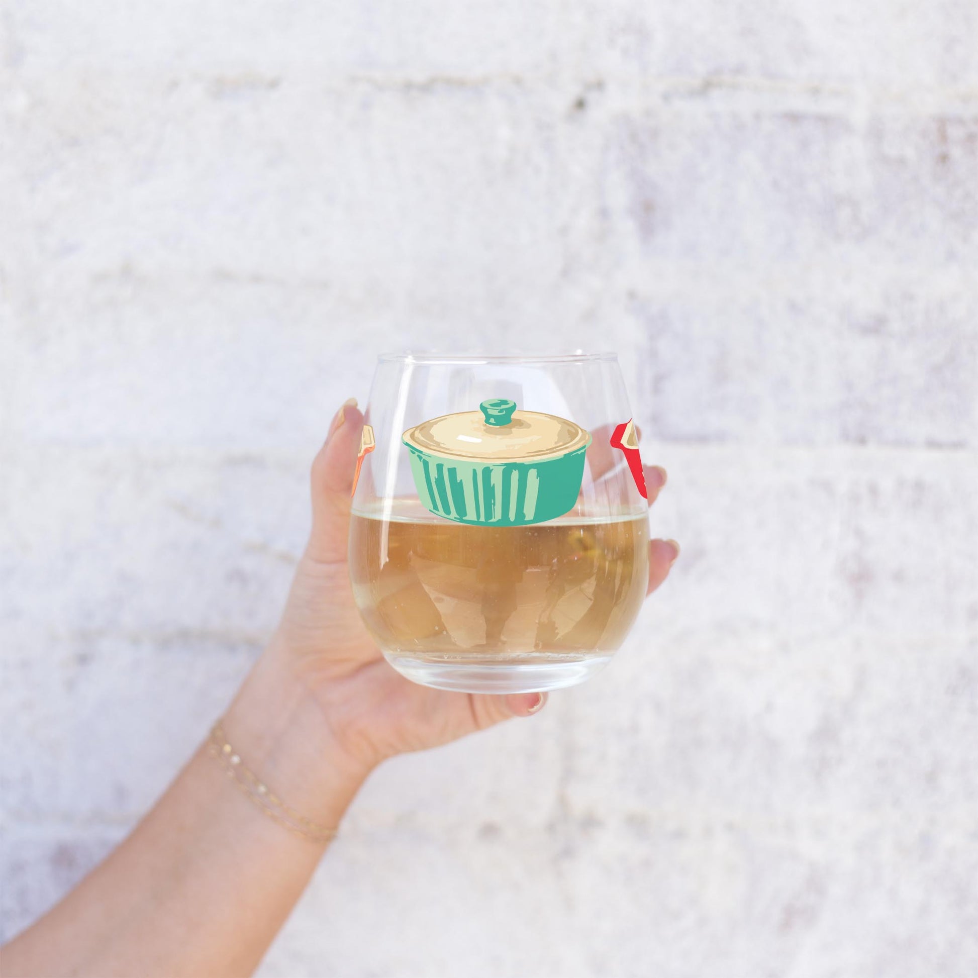 15oz Stemless Wine Glass-Retro Kitchen -2