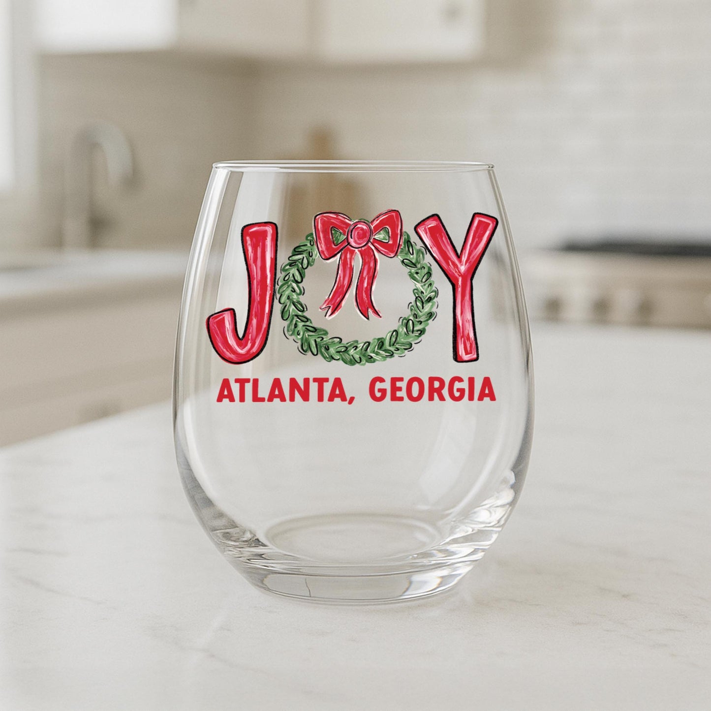 15oz Stemless Wine Glass-Love+Local Make It Merry -1