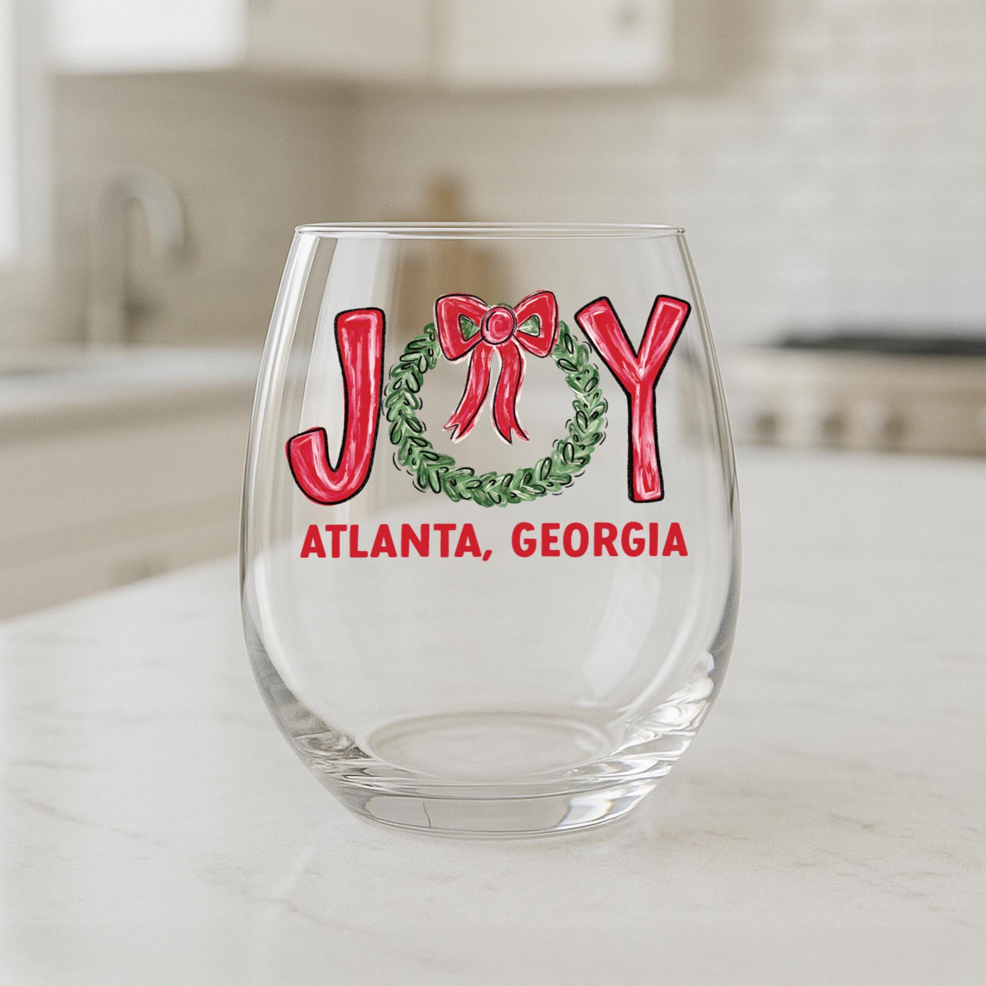 15oz Stemless Wine Glass-Love+Local Make It Merry -1