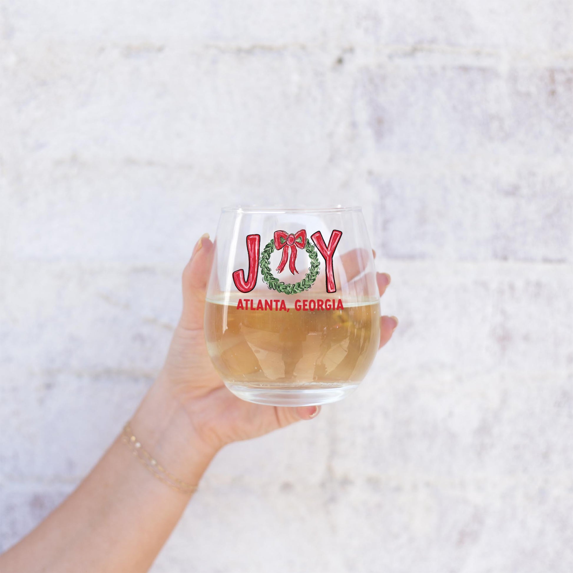 15oz Stemless Wine Glass-Love+Local Make It Merry -2