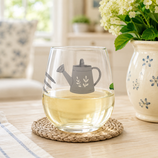 15oz Stemless Wine Glass-Plant Lady